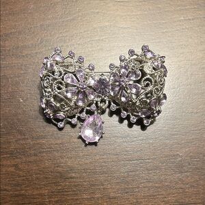 Betsey Johnson Silver and Purple Crystal Brooch